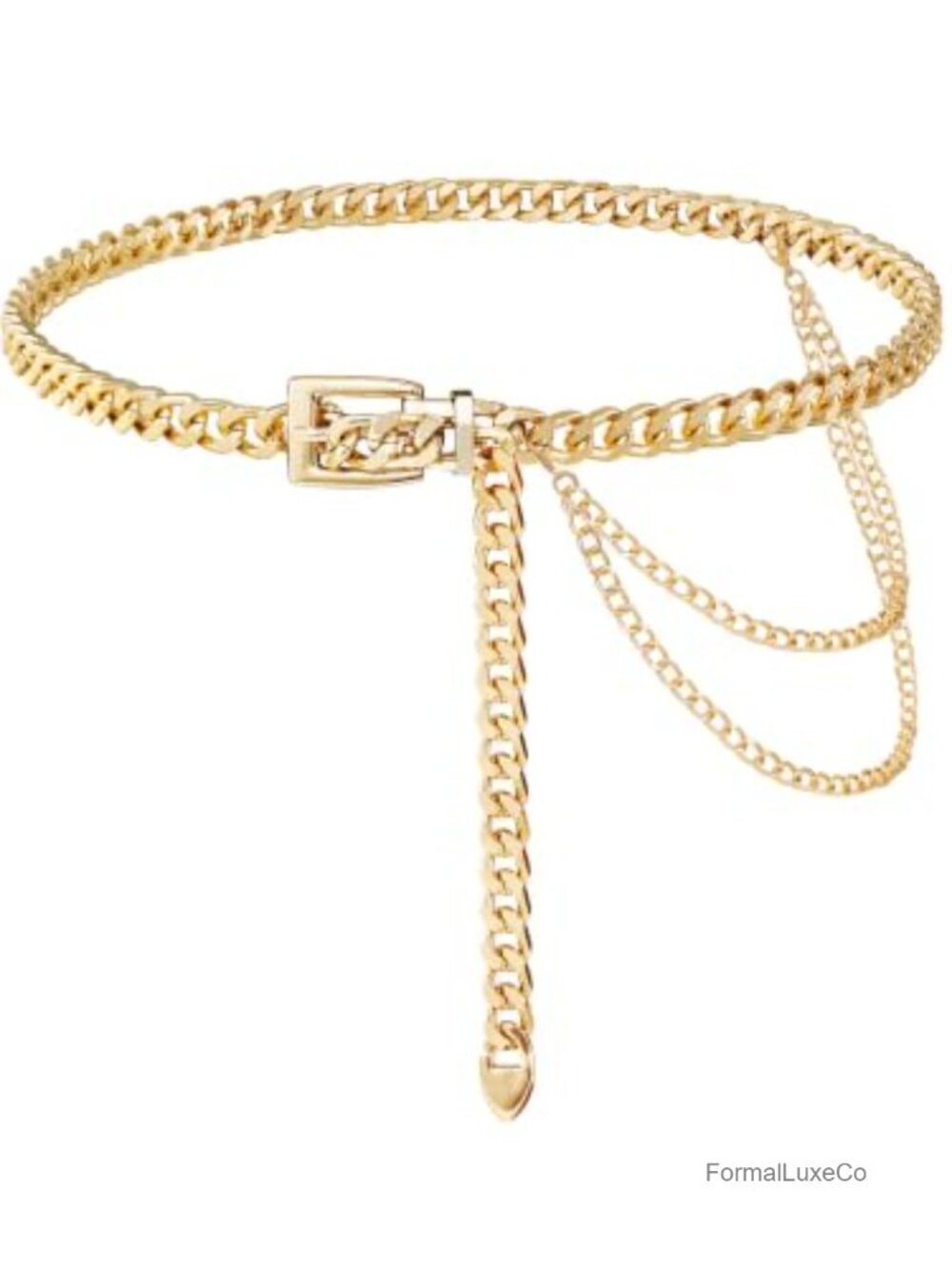 Adjustable Metal Waist Chain Belt with Pendant for Dresses Jeans